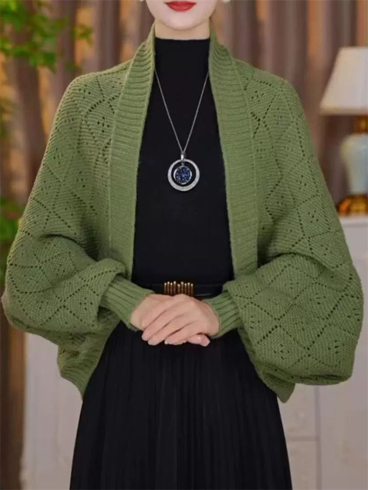 Candy Color Hollow Knitted Cardigan Wrap Top for Women