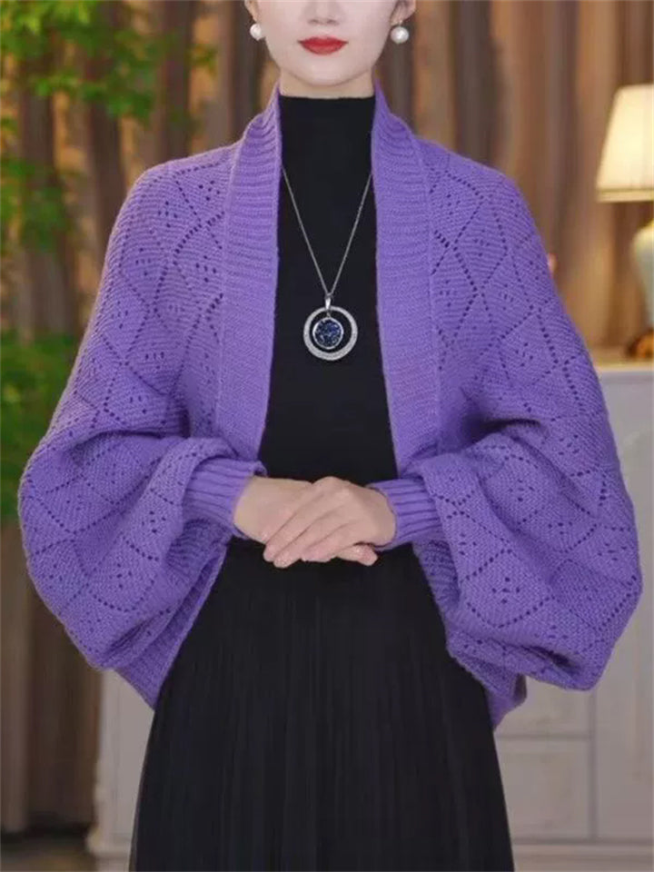 Candy Color Hollow Knitted Cardigan Wrap Top for Women