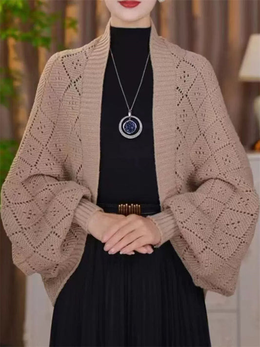 Candy Color Hollow Knitted Cardigan Wrap Top for Women