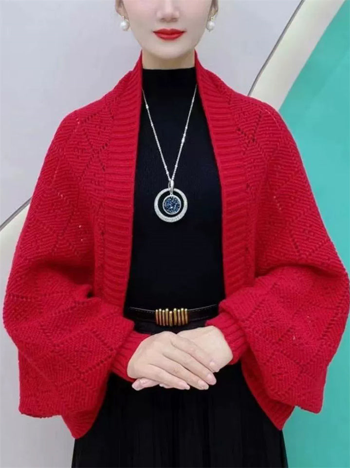 Candy Color Hollow Knitted Cardigan Wrap Top for Women