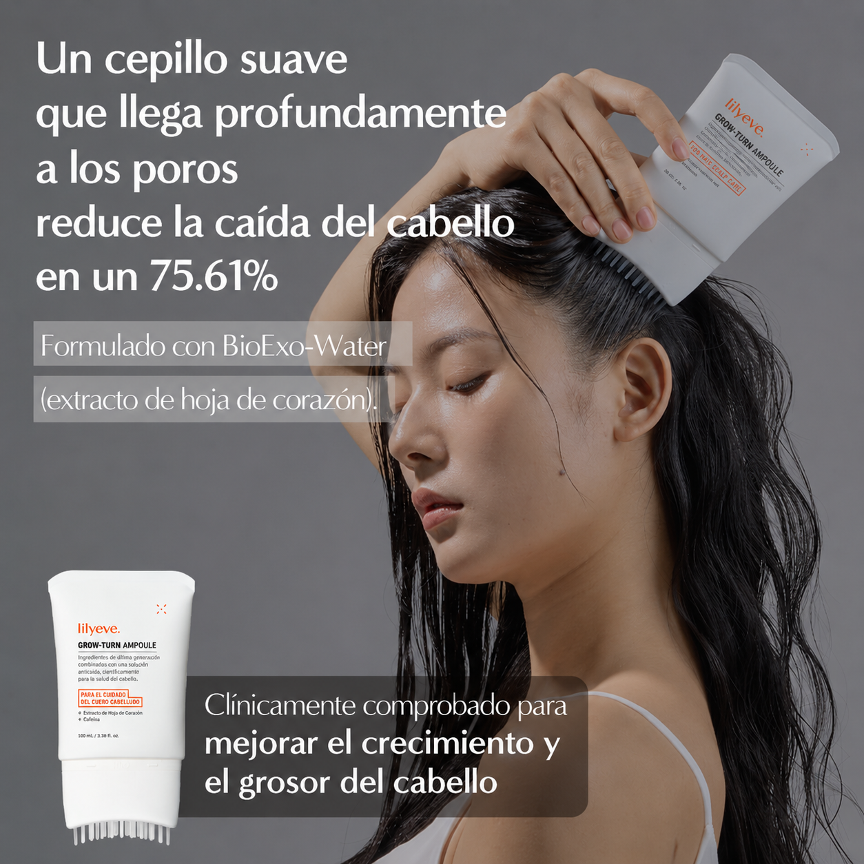 Lilyeve™ Grow Turn Complete Hair System - Sérum + Cepillo LED para potenciar tu rutina capilar diaria.